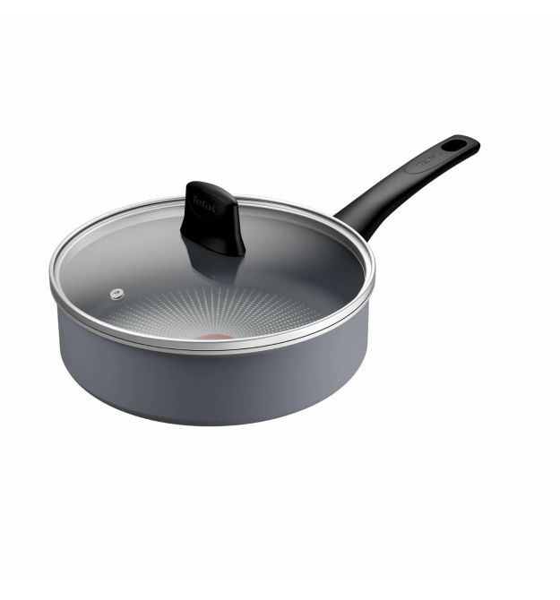 Tefal Сотейник Halo, 24см, с крышкой, алюминий, бакелит, стекло, серый