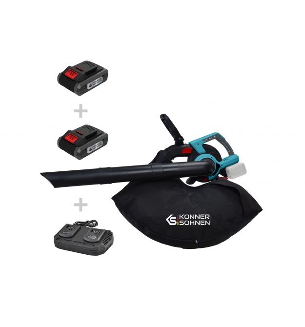 Könner & Söhnen Воздуходувка-пылесос садовый аккумуляторный бесщеточный 40В(20+20В) акб 24А·час 3.5кг