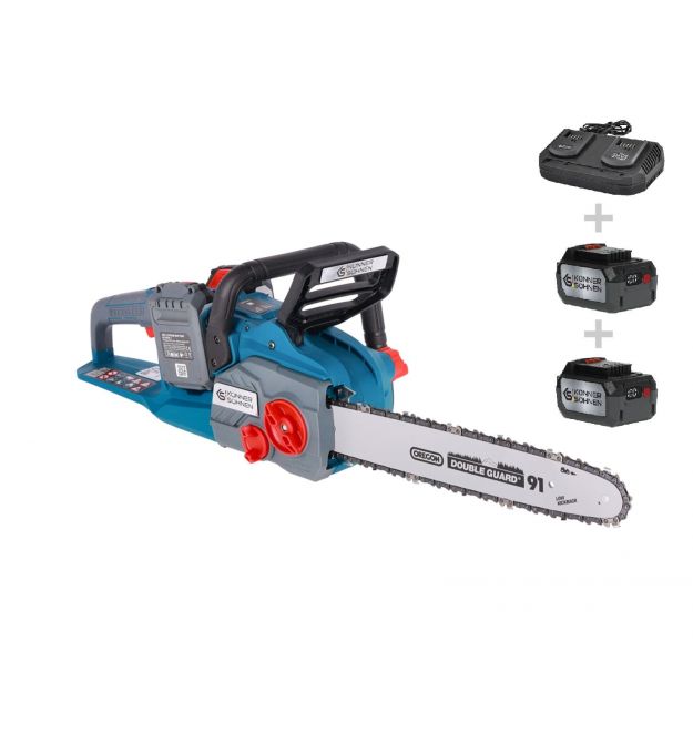 Könner & Söhnen Пила цепная аккумуляторная KS CS40V-16 40В(20+20В) акб 2x4А·час 40см 3.6кг