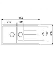 Franke Мойка кухонная Basis фрагранит, прямоуг., с крылом, 970х500х200мм, чаша - 2, врезная, бежевый