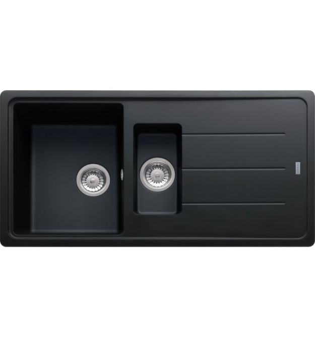 Franke Мойка кухонная Basis фрагранит, прямоуг., с крылом, 970х500х200мм, чаша - 2, врезная, оникс