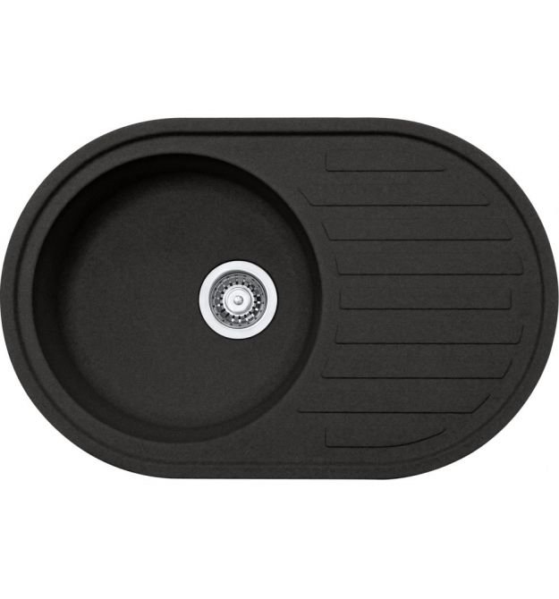 Franke Мойка кухонная RONDA фрагранит, овальная, с крылом, 770х500х205мм, чаша - 1, врезная, оникс