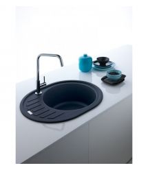 Franke Мойка кухонная RONDA фрагранит, овальная, с крылом, 770х500х205мм, чаша - 1, врезная, оникс