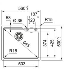 Franke Мойка кухонная Urban фрагранит, прямоуг., без крыла, 560х500х230мм, чаша - 1, врезная, бежевый