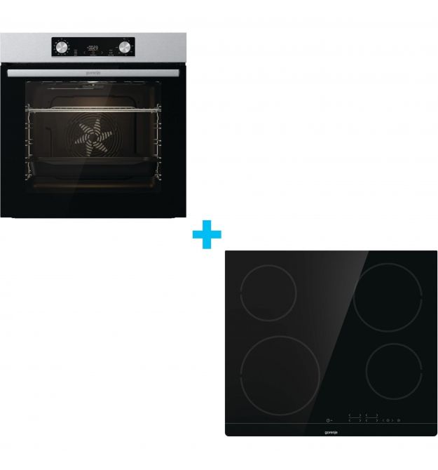 Gorenje Комплект (духовка + поверхность стеклокерамич. BO6737E02X - нерж. + ECT41SC - чорна), 738881
