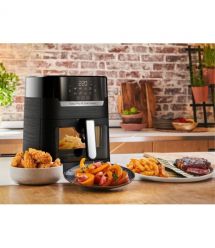 Moulinex Мультипечь Easy Fry&Grill Window, 1550Вт, чаша-4.2л, сенсорное управл., пластик, черный