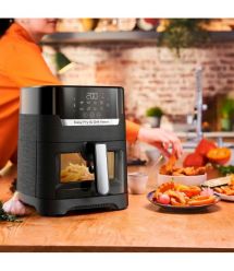 Moulinex Мультипечь Easy Fry&Grill Window, 1550Вт, чаша-4.2л, сенсорное управл., пластик, черный