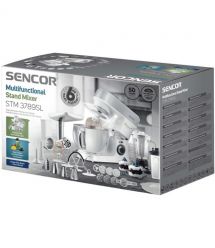 Sencor Кухонная машина 1200Вт, чаша-металл, корпус-пластик, насадок-19, подсветка, белый