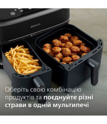 Philips Мультипечь Ovi Dual Series 3000 2750Вт, чаша-6+3л, сенсорное управл., 2 контейнера, 8 авто. программ, пластик, чорний