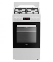 Beko Плита комби, 60л, 50x60см, дисплей, конвекция, чугун, белый