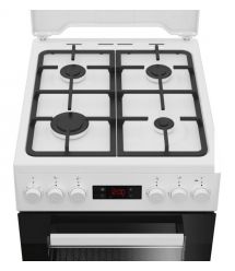 Beko Плита комби, 60л, 50x60см, дисплей, конвекция, чугун, белый