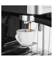 Sencor Кофеварка рожковая 1.4л, молотый, автоматический капучинатор, LCD-дисплей, нерж. сталь-черный