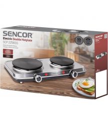 Sencor Плитка настольная электрическая, комф. - 2 на 1.5кВт и 1кВт, 15 и 18 см, управл. - мех., нерж. сталь