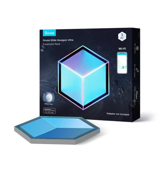 Govee Настенный светильник H106A Glide Hexagon Light Panels Ultra expansion pack, 1шт, RGBIC, WI-FI/Bluetooth, фіолетовий