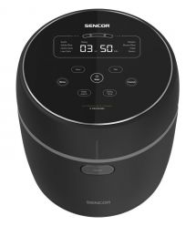 Sencor Рисоварка 350Вт, чаша-0.6л, LED дисплей, алюминий, нерж.сталь, пластик, черный