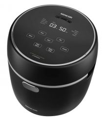 Sencor Рисоварка 350Вт, чаша-0.6л, LED дисплей, алюминий, нерж.сталь, пластик, черный