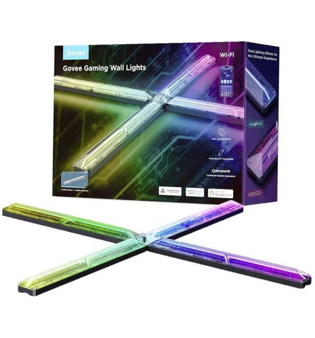 Govee Набор настенных светильников H6063 Gaming Wall light Evangelion, 8шт, RGBIC, WI-FI/Bluetooth, фиолетовый
