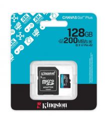 Kingston Карта памяти microSD 128GB C10 UHS-I U3 A2 V30 R200MB/s + SD