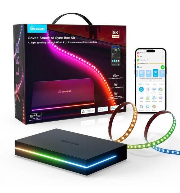 Govee Набір адаптивного підсвічування H8604 AI Sync Box Kit 2 55-65', RGBWIC, WI-FI/Bluetooth, черный
