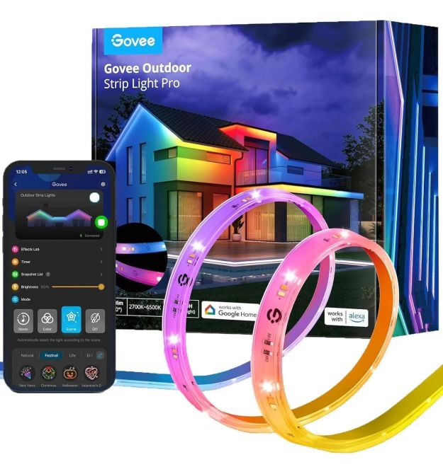 Govee Лента светодиодная умная H70A1 Phantasy Outdoor LED, 10м, RGBICWW, WI-FI/Bluetooth, белый