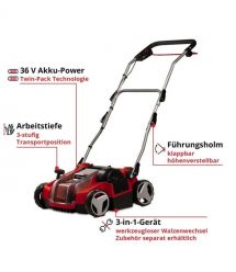 Einhell Аэратор-скарификатор аккумуляторный GE-SC 36/35 Li - Solo 36В 35см бесщеточные ножи 16шт 9.94кг (без АКБ и ЗУ)