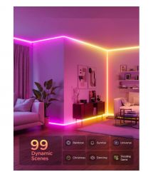 Govee Лента светодиодная умная H6641 Neon Rope Light for Wall Lining, 5м, RGBIC, WI-FI/Bluetooth, белый