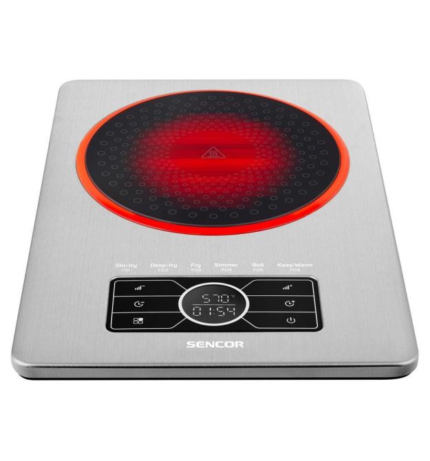 Sencor Плитка настольная индукционная, комф. - 1 на 1.5кВт, управл. - сенсорное, нерж. сталь