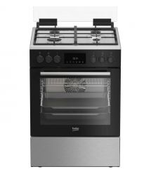 Beko Плита комби, 72л, 60x60см, дисплей, конвекция, чугун, черный