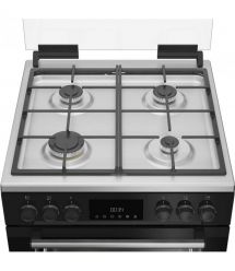 Beko Плита комби, 72л, 60x60см, дисплей, конвекция, чугун, черный
