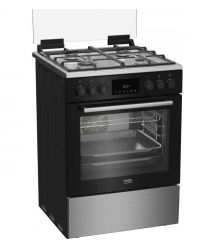 Beko Плита комби, 72л, 60x60см, дисплей, конвекция, чугун, черный