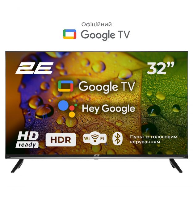 2E Телевизор 32" LED HD 60Hz Smart Google TV Black