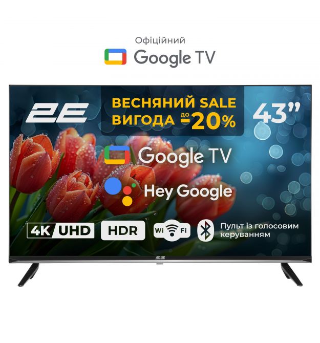 2E Телевизор 43" LED 4K 60Hz Smart Google TV Black