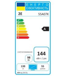 2E Телевизор 55" LED 4K 60Hz Smart Google TV Black