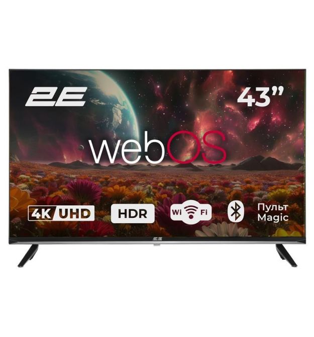 2E Телевизор 43" LED 4K 60Hz Smart WebOS Black