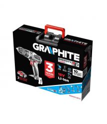 Graphite Шуруповерт-дрель аккумуляторная Energy+ 18В бесщеточная 2х2А·час 58Нм 0-500·0-1700об·мин кейс ЗП 1.2кг