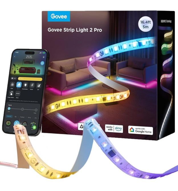 Govee Лента светодиодная умная H61F5 Strip Light 2 Pro, 5м, RGBWWIC, WI-FI/Bluetooth, білий