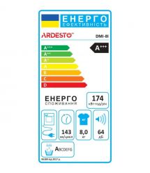 ARDESTO Сушильная машина тепловой насос Bianco Vero, 8кг, A+++, 63.6см, дисплей, белый