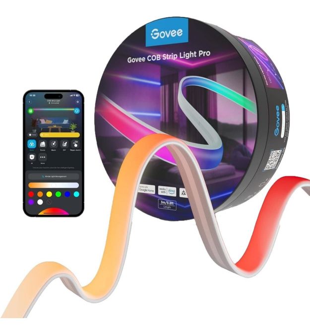 Govee Лента светодиодная умная H61E5 COB Strip Light Pro, 3м, RGBIC+W, WI-FI/Bluetooth, белый