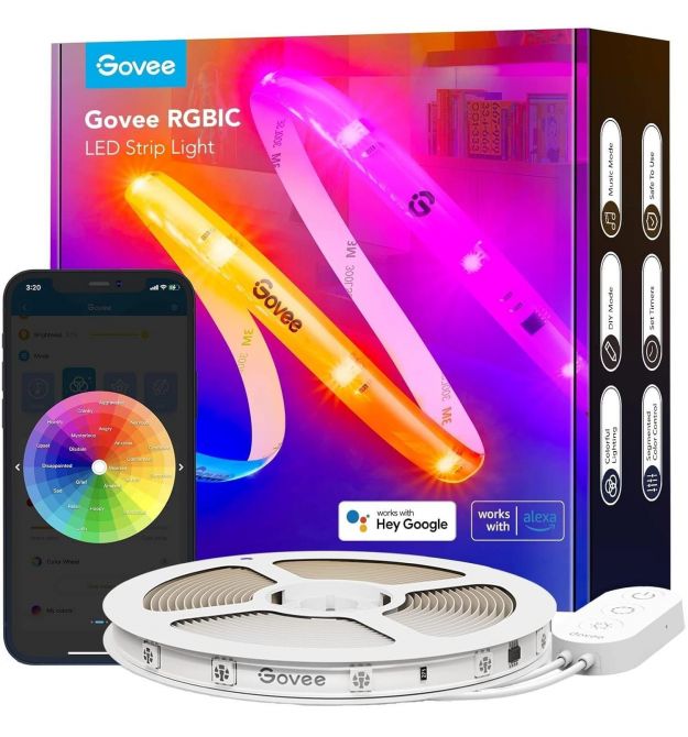 Govee Лента светодиодная умная H612C Strip Light S With Protective Coating, 10м, RGBICW, WI-FI/Bluetooth, білий