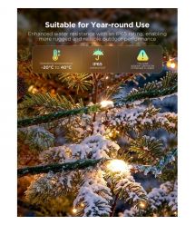 Govee Герлянда Smart LED H80C4 Christmas String Lights 2, RGBWIC, 20м, кабель прозорий