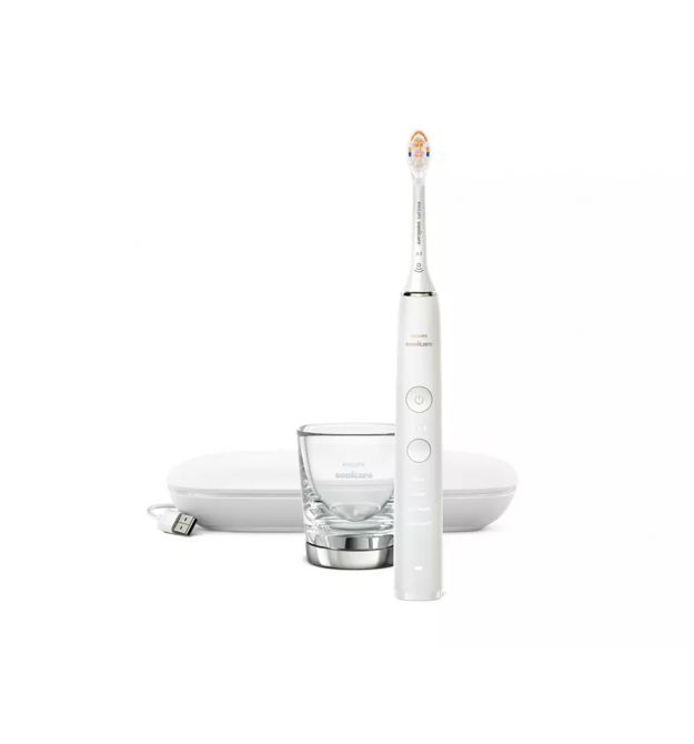 Philips Щетка зубная электр. Sonicare DiamondClean 9000 Series, 62т. колеб/мин, насадок-1, футляр, Bluetooth, белый