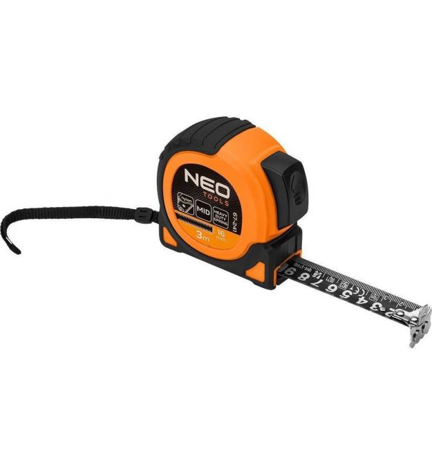Neo Tools Рулетка Super Black, 3мx16мм, с фиксатором сматывания, магнит