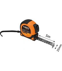 Neo Tools Рулетка Super Black, 5мx25мм, с фиксатором сматывания, магнит