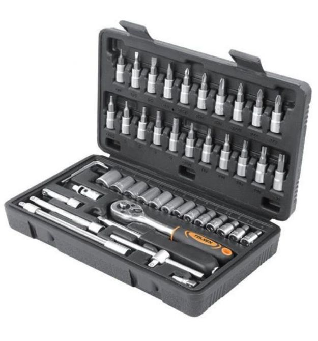 Tolsen Набор инструментов, 1/4", 46шт, CrV и S2