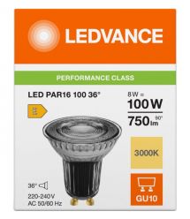 LEDVANCE Лампа GU10 8Вт 3000K 750Лм MR16 димується