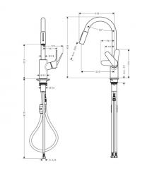 Hansgrohe Набор для кухни, гранитная мойка S520-F480 + смес. Focus M41, дозатор A41, черный графит-черный матовый