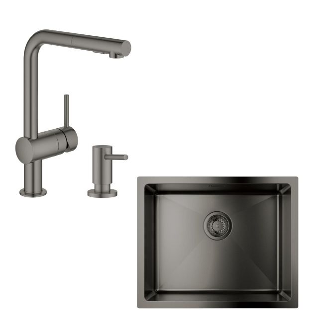Grohe Набор для кухни K700U стальная мойка 31574AL1 + смес. 30274AL0 + дозатор 40535AL0, матовый графит