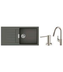 Hansgrohe Набор для кухни, гранитная мойка S520-F480 + смес. Focus M41, дозатор A41, серый камень-сталь