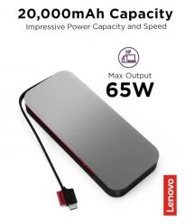 Lenovo Портативное зарядное устройство Power Bank 20000 mAh, Go USB-C Laptop, Thunder Black