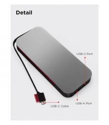 Lenovo Портативное зарядное устройство Power Bank 20000 mAh, Go USB-C Laptop, Thunder Black